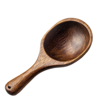 Isolated wooden scoop for cooking seasoning with a smooth finish and ergonomic handle, Isolated wooden cooking seasoning scoop png