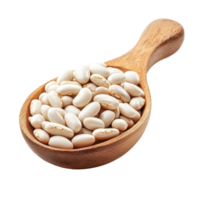 Heap of transparent beans in a wooden spoon isolated on a plain transparent background for culinary use, Heap of transparent beans in wood spoon isolated on transparent background png