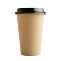 Mockup of a plain takeaway paper coffee cup with a black lid on a minimalist background ideal for design use, Takeaway paper cup mockup, takeaway coffee mug to go transparent background png