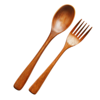 di legno cucchiaio e forchetta isolato su un' trasparente sfondo, Perfetto per cucina e cenare uso nel culinario impostazioni, di legno cucchiaio e forchetta isolato su trasparente sfondo png