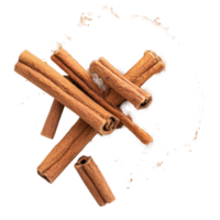 Cinnamon powder and sticks isolated on a transparent background showcasing natural spices in a culinary setting, pile cinnamon powder isolated on transparent background png