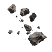 Asteroids floating in the air against a clean transparent background capturing a space phenomenon, Asteroids in air isolated on transparent background png