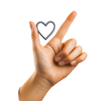 A medical professional gestures with a finger pointing up, indicating importance and care during a health, Medical hands gesturing. Finger pointing up, showing OK, making heart, isolated on transparent png