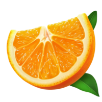 Fresh orange fruit slice with green leaf isolated on a transparent background for culinary and health inspirations, Orange fruit slice with leaf isolate on transparent background png