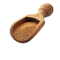 Amaranth seeds spilling from a wooden scoop on a transparent background in natural light, amaranth seeds on wooden scoop on transparent background png