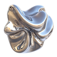 Flowing abstract metallic wave shape showcasing dynamic contours in a solid isolated design, flowing abstract metallic wave solid shape isolated transparent background png