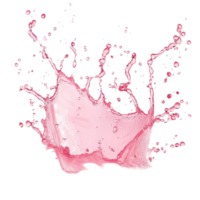 Bright pink splash of liquid isolated on a transparent background showcasing dynamic droplets and ripples, splash isolated on transparent png