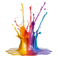 Multicolored liquid splash forms a vibrant display on a transparent background during an artistic composition, multicolored liquid color splash isolated on transparent background png