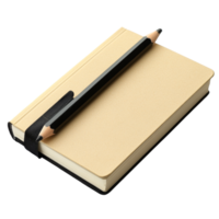 A notebook with a pencil on its cover, perfect for jotting down thoughts against a transparent background, Notebook with Pencil Isolated on transparent background png