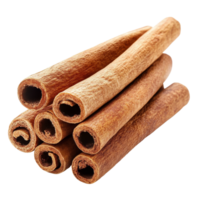 Stacked cinnamon sticks on a transparent background highlighting their texture and natural color in a minimalist setting, Cinnamon sticks stacked on transparent background png