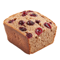 Wholemeal cranberry bread baked to perfection, isolated on a transparent background for showcasing its delightful texture, Wholemeal cranberry bread isolated on transparent png