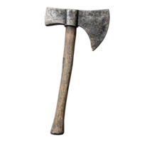 A weathered axe resting on a transparent background showcasing its rustic design and texture, axe isolated on transparent background png