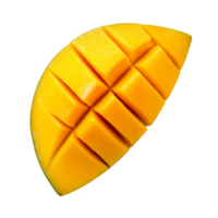 Fresh sliced mango on a bright transparent background perfect for culinary presentations and healthy eating ideas, slice of fresh mango isolated on transparent background png