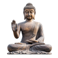 Buddha statue representing peace and wisdom isolated against a transparent background, buddha statue sign for peace and wisdom isolated on transparent background png