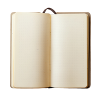 An open notebook with a looped spine resting on a clean surface, ready for notes and creative ideas, The notebook has a dot point with a looped spine on transparent backgroundfile png