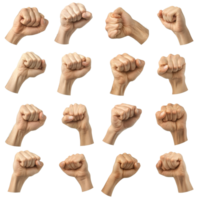 Collection of various hand gestures showcasing different fist poses and grips against, Different hand gesture, sign, symbol. Holding, grabbing, show quantity, fist isolated on transparent png