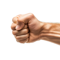 An outstretched fist shown from the side against a transparent background in a powerful gesture of strength and determination, Fist outstretched forward, side view, isolated on transparent background png