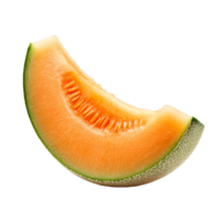 Fresh cantaloupe melon slice isolated on a transparent background showcasing its vibrant color and juicy texture, slice cantaloupe melon isolated on transparent background png