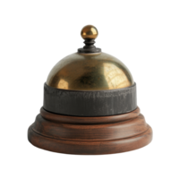 Elegant desk bell with wooden base on a transparent background for signaling attention in various settings, Desk bell isolated on transparent background png