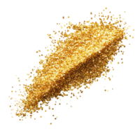 Gold glitter sprinkled in a vibrant shape atop a clean transparent background, creating a stunning visual contrast, gold glitter shape on a transparent background png