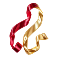Elegant golden and red ribbon intertwined on a bright transparent surface for decorative purposes and festive occasions, golden and red ribbon decoration on transparent background png