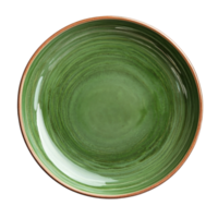 A simple green plate on a transparent background showcasing minimalist design and elegant color for dining or serving purposes, green plate on transparent background png