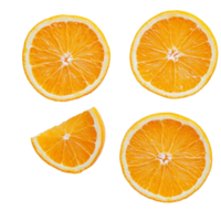 Fresh slices of orange on a clean transparent background showcasing vibrant colors and juicy texture, Slices of orange on transparent background png