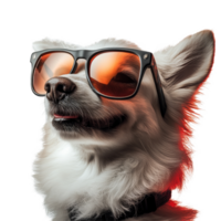 A cool dog wearing sunglasses enjoys a sunny day with a playful attitude and a confident expression, Cool dog wearing sunglasses funny, transparent background png
