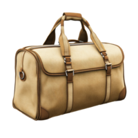Classic fabric travel bag with sturdy straps in a rich color, perfect for weekend getaways, classic fabric travel bag with straps, file of isolated object with shadow on transparent background png