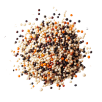 Colorful quinoa seeds displayed against a clean transparent background highlighting their unique colors and textures, Quinoa on transparent background png
