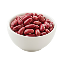Fresh red beans in a transparent bowl on a clean transparent background ready for cooking or meal preparation, Red beans in transparent bowl isolated on transparent background png