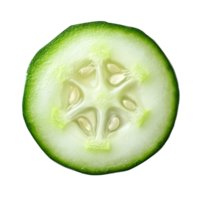 Fresh cucumber slice displayed solo on a clean transparent background showcasing its vibrant color and texture, Fresh slice cucumber isolated on transparent background png