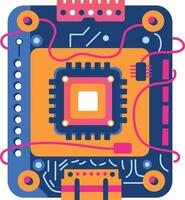 A flat style sticker of a computer circuit board vector