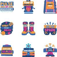 Bundle of Science Study Flat Stickers vector