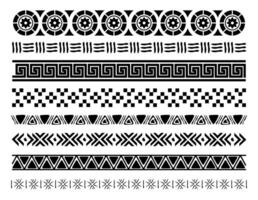Aztec borders set ornament art on white background vector