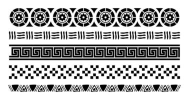 Aztec borders set ornament abstract art vector