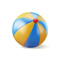 Beach ball for pool or island ocean. Inflatable balloon for circus clown. 3d summer water party kid toy element. Sea swimming beachball, inflate rainbow color object. isolated graphic element vector
