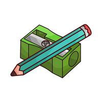 illustration of pencil with green sharpener vector