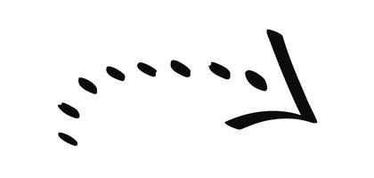 Hand drawn doodle dashed arrow isolated on a white vector