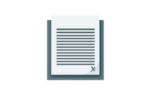 An illustrated document with horizontal lines, showcasing written content, features a small cross symbol indicating a possible action or state. png