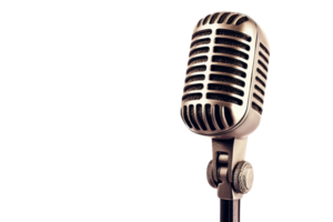 A classic microphone with a retro design, capturing the essence of vintage audio recording and performance. png