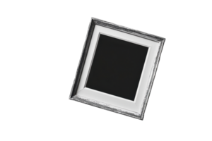 A decorative picture frame with an ornate design, angled to showcase its features and empty space for displaying artwork or photos. png