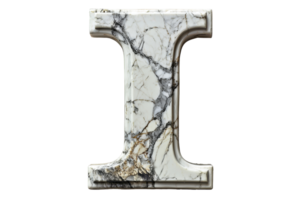 A stylized letter I featuring a marble texture with intricate veining and color variations. png