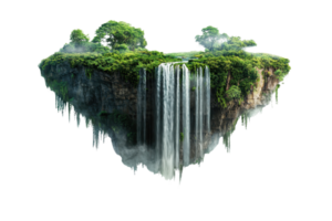 une étourdissant flottant île Caractéristiques luxuriant verdure et en cascade cascades, création une Stupéfiant Naturel spectacle. png