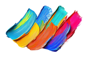 Vibrant and dynamic strokes of paint in various colors, showcasing artistic expression and creativity. png