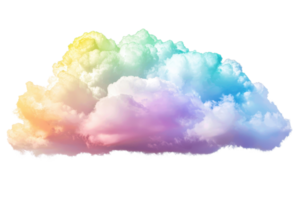 A colorful cloud with soft, fluffy textures and a gradient of pastel shades. png