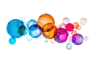 A colorful arrangement of bubbles showcasing vibrant hues and diverse sizes. png