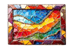 A vibrant mosaic artwork featuring flowing patterns in red, blue, green, and yellow hues, showcasing intricate tile arrangements. png