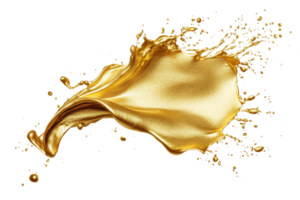 A vivid splash of liquid gold, showcasing smooth curves and dynamic movement, creating an elegant and luxurious effect. png