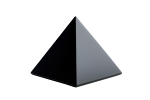 A sleek, geometric pyramid with a polished surface and a striking two-tone color scheme. png